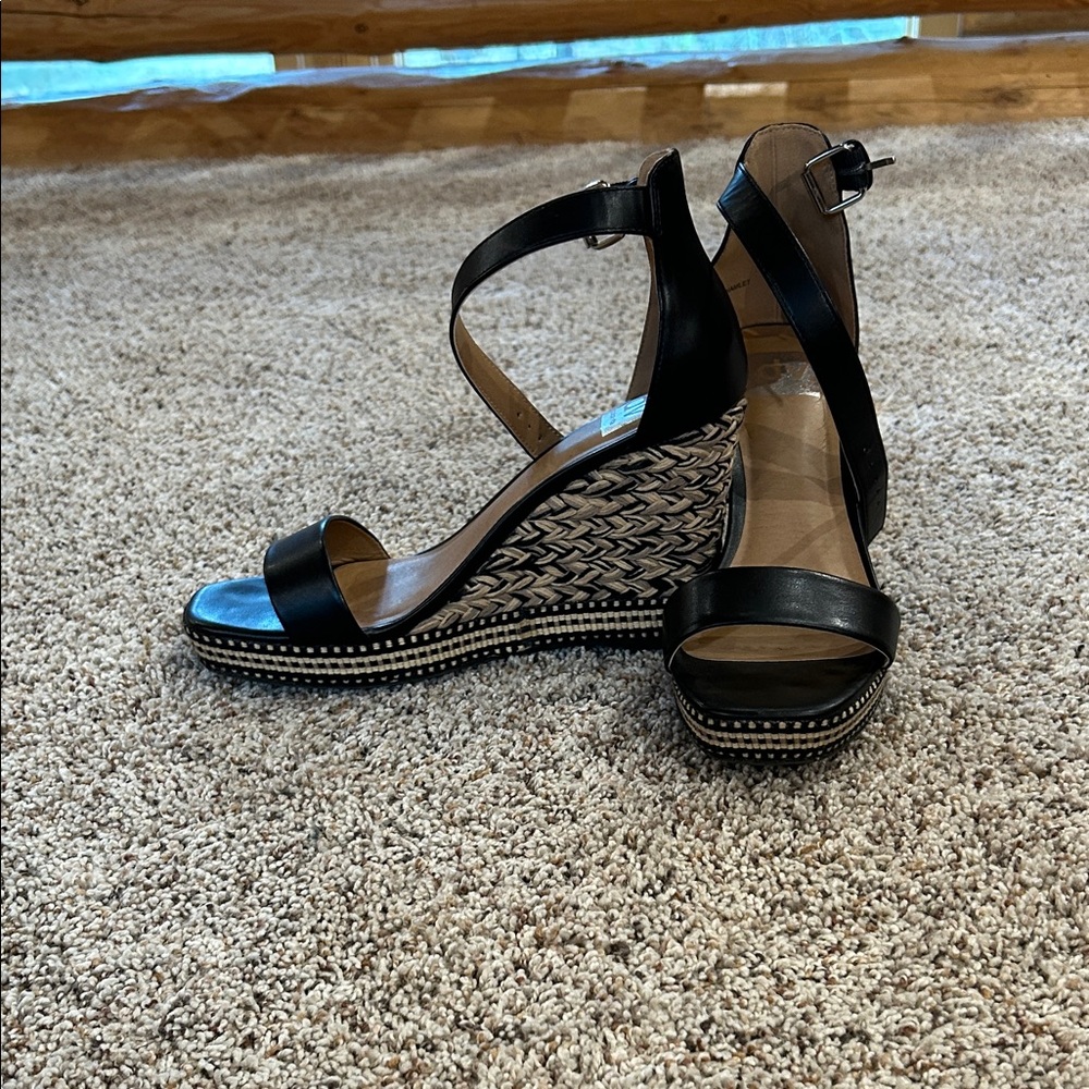 Black Wedge Sandals